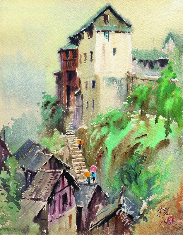 宋守宏 《山城遐思》 50*38cm 1991年